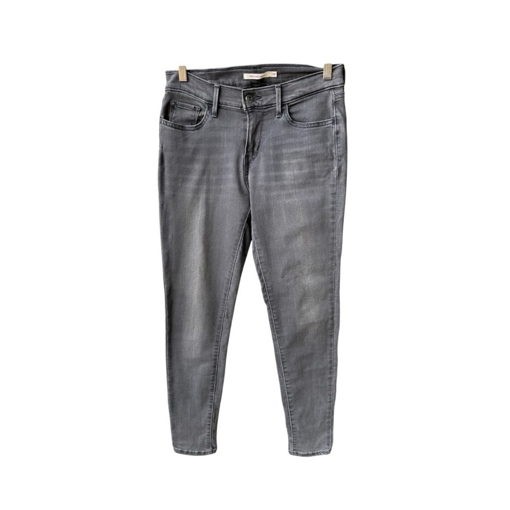 Levis 710 Super Skinny Jeans Pants Gray Denim Mid Rise Stretch Boho Size 28